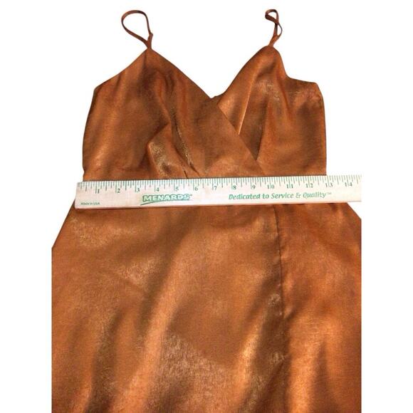 LULUS Constantine Rust Orange Satin Cocktail Wedding Guest Maxi Dress XSmall - Picture 7 of 8